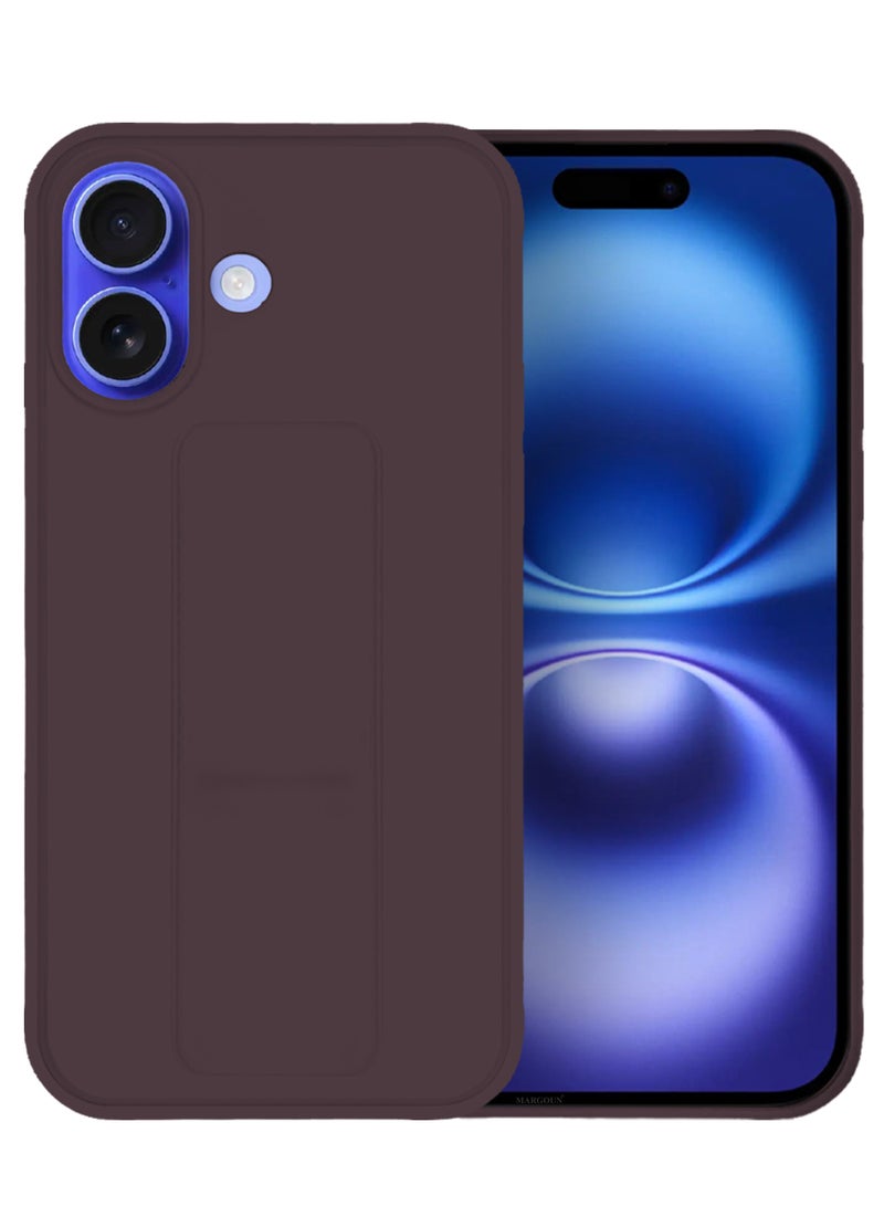 CATANES (for Apple iPhone 16) Case Premium PU Leather Back Cover with Stand Function Shockproof and Anti Scratch Finger Grip Case Cover / Merlot - Image 2