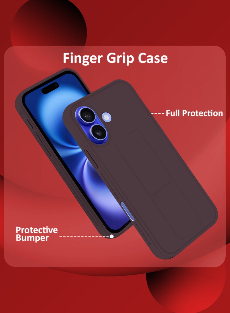 CATANES (for Apple iPhone 16) Case Premium PU Leather Back Cover with Stand Function Shockproof and Anti Scratch Finger Grip Case Cover / Merlot - Image 4