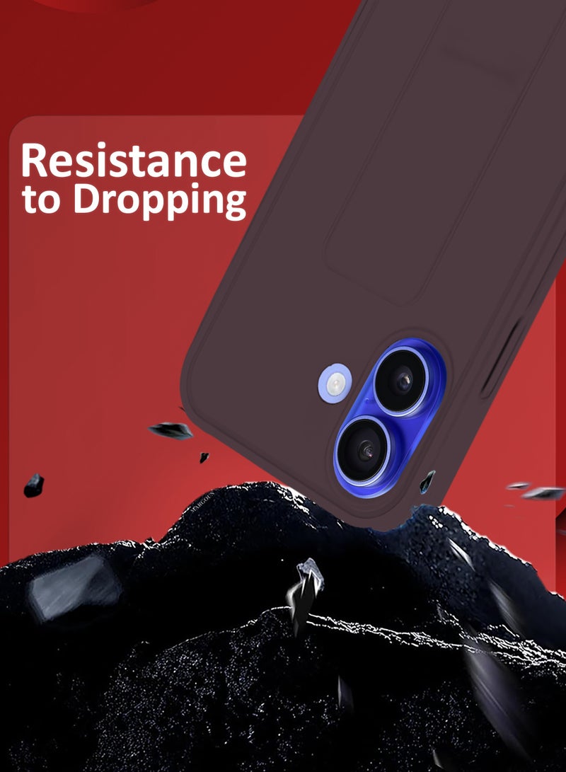 CATANES (for Apple iPhone 16) Case Premium PU Leather Back Cover with Stand Function Shockproof and Anti Scratch Finger Grip Case Cover / Merlot - Image 5