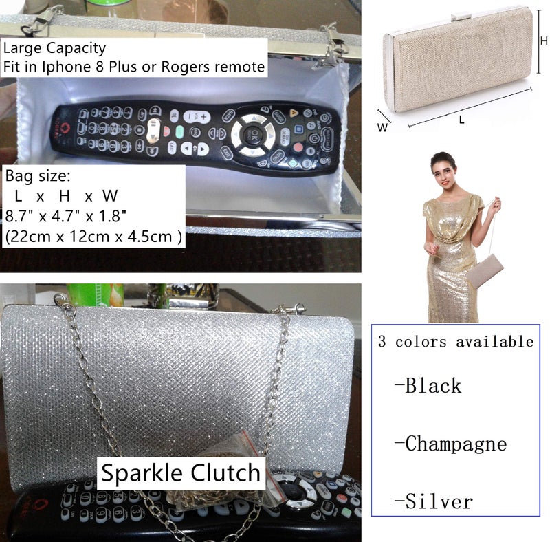 Blukey Women Vintage Bag Envelope Clutch Silver Evening Handbag For Cocktail/Wedding/Party (Champagne) - Image 2