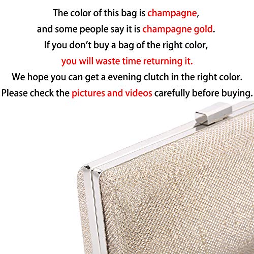 Blukey Women Vintage Bag Envelope Clutch Silver Evening Handbag For Cocktail/Wedding/Party (Champagne) - Image 5