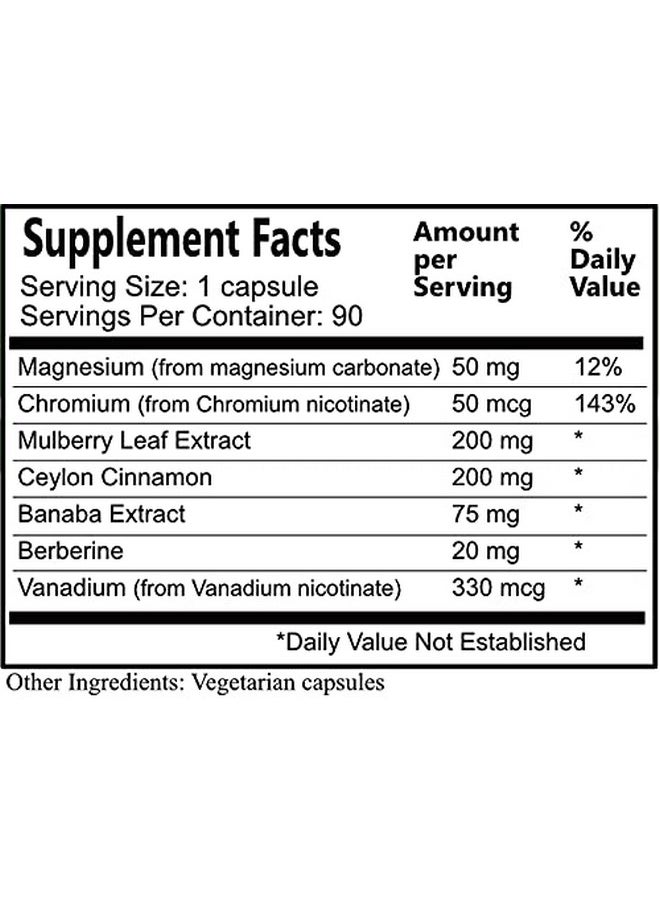 Daily Manufacturing - Daily Carbocare™ (Magnesium Chromium Mulberry Leaf Extract Ceylon Cinnamon Banaba Extract Berberine & Vanadium 90 Vegetarian Capsules) - Image 1