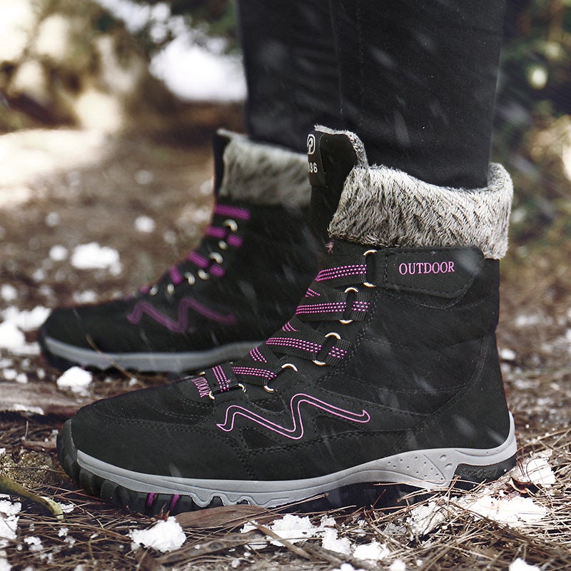 High-Top Snow Boots, Popular Fleece-Lined, Thickeneded, Warm, Non-Slip, Waterproof Outdoor Hiking Shoes And Cotton Shoes - Image 4