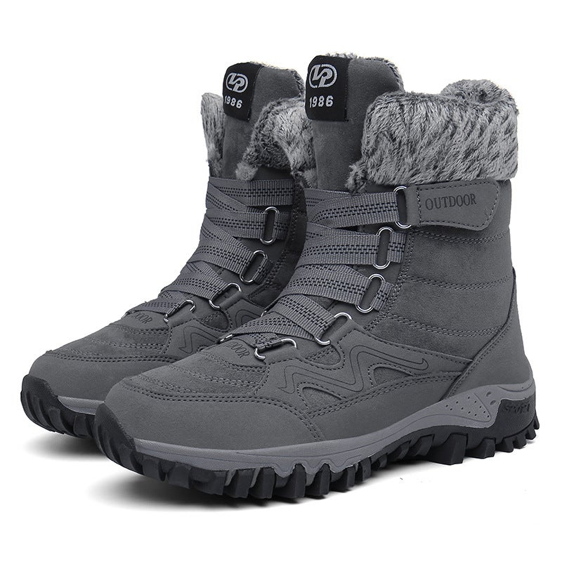 High-Top Snow Boots, Popular Fleece-Lined, Thickeneded, Warm, Non-Slip, Waterproof Outdoor Hiking Shoes And Cotton Shoes - Image 1