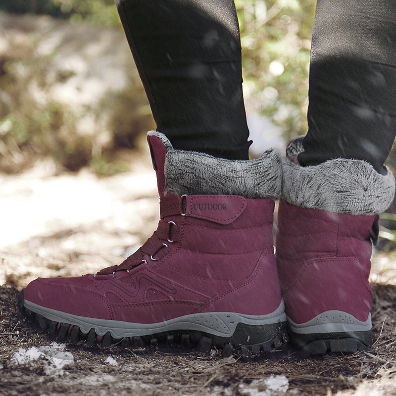 High-Top Snow Boots, Popular Fleece-Lined, Thickeneded, Warm, Non-Slip, Waterproof Outdoor Hiking Shoes And Cotton Shoes - Image 5