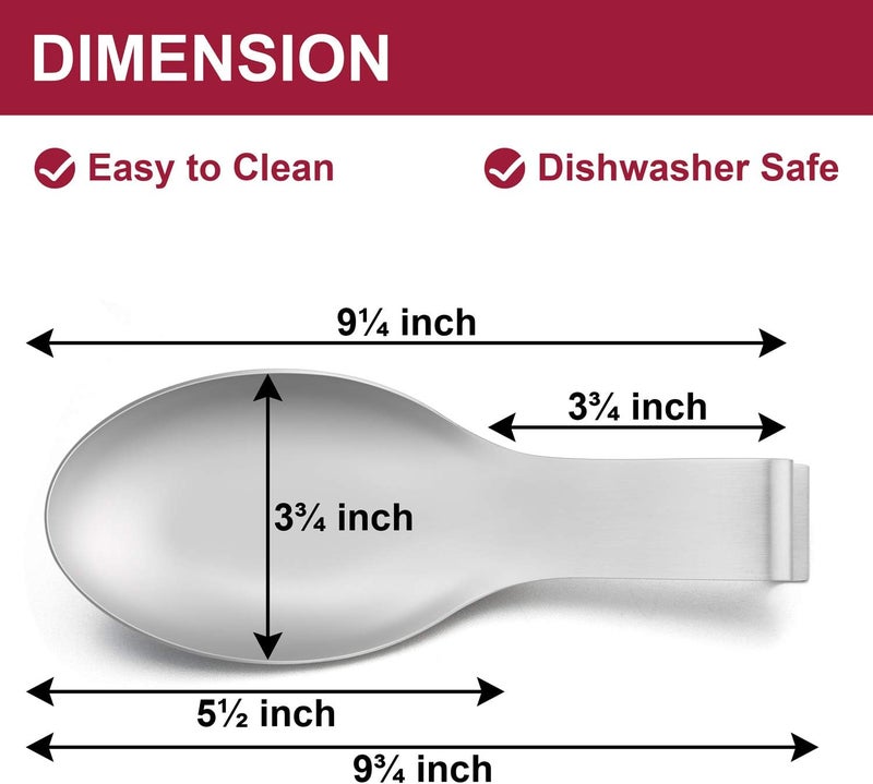 E-far Spoon Rest Set of 2, Stainless Steel Spoon Ladle Holder Spatula Rest for Kitchen Stove Top, Large Size & Dishwasher Safe - Image 3