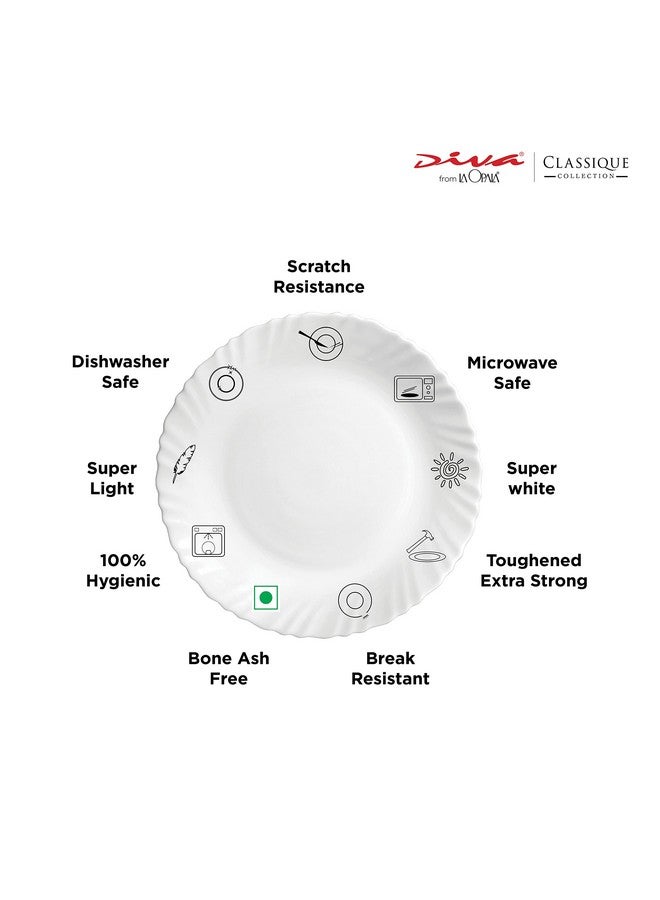 La Opala Diva Classique Collection Opal Glass Crockery | Vegetable Bowl Set of 6 | Twilight Bouquet Design | for dal & Condiments | Microwave Safe | 100% Vegetarian | Extra Strong | Light & White - Image 3