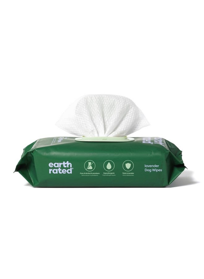 إيرث ريتد مناديل الكلاب المضادة للحساسية، مناديل تنظيف وتصفيف للكفوف والجسم والأرداف، مثالية للجراء والكلاب البالغة، برائحة اللافندر، 100 قطعة - Image 1