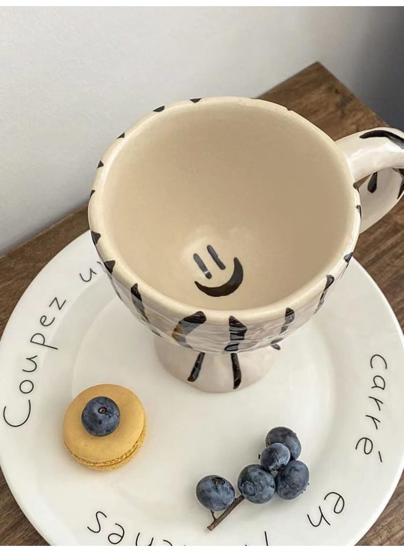 SYOSI كوب قهوة سيراميك مع مقبض، 11 أونصة/300 مل كوب لاتيه مبتكر، تصميم زيبرا أصلي لكوب شاي الحليب، عملية تزجيج الفرن مناسبة للمكتب والمنزل، فكرة هدية مصنوعة يدويًا للأصدقاء والزملاء والعائلة - Image 4