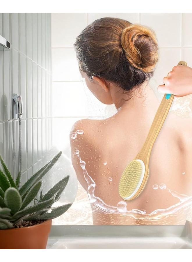 Back Scrubber for Shower, Long Handle Dual-Sided Shower Brush with Soft and Stiff Bristles, Body Exfoliator - Image 3