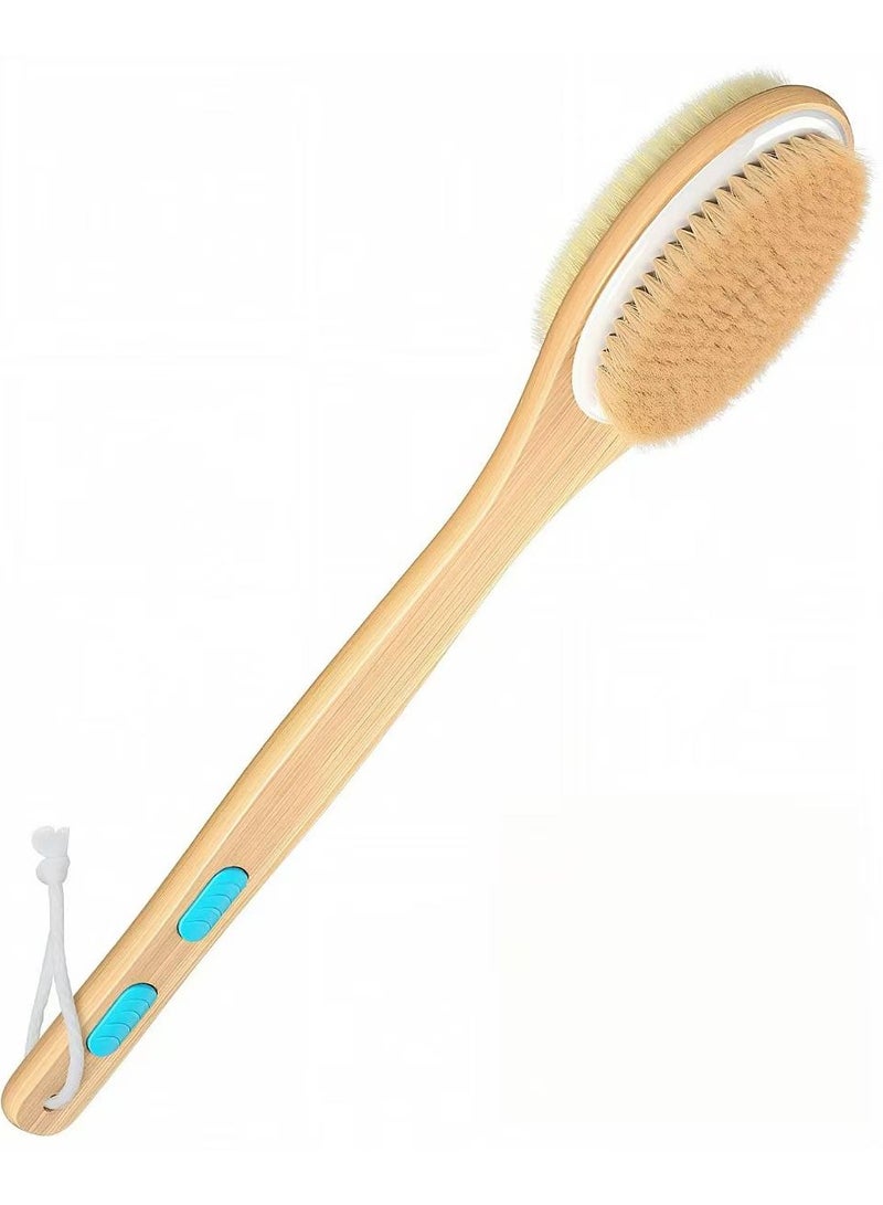 Back Scrubber for Shower, Long Handle Dual-Sided Shower Brush with Soft and Stiff Bristles, Body Exfoliator - Image 1
