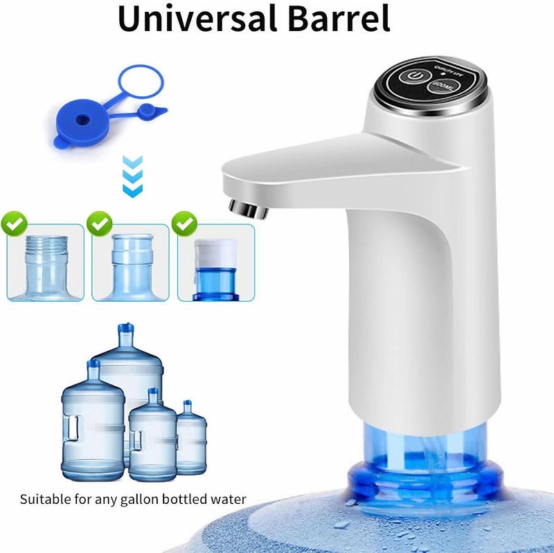 HiPiCok Water Dispenser for 5 Gallon Bottle, Electric 5 Gallon Water Pump, USB-C Rechargeable Water Pump for 3 Gallon Jug, White - Image 3
