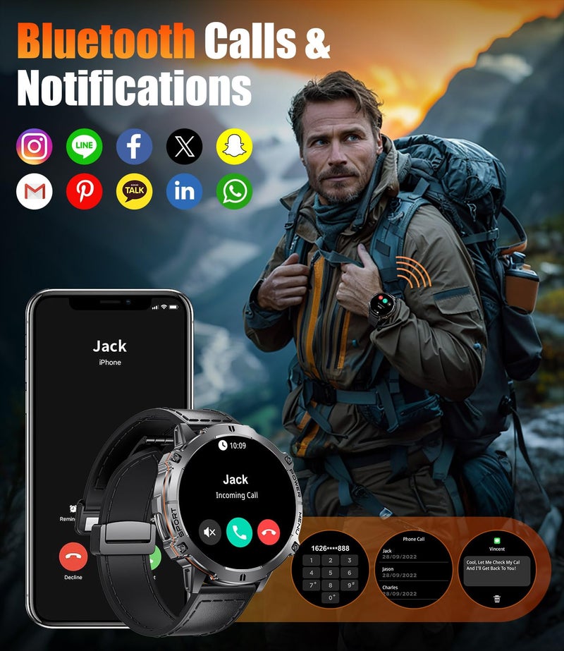LIGE Smart Watches for Men with 900mAh(60+Standby),1.73" AMOLED Reloj Inteligente para Hombre with Bluetooth Call,110+ Sports Mode Fitness Tracker/Heart Rate Sleep Health Monitor/Android iOS Smart watch - Image 3