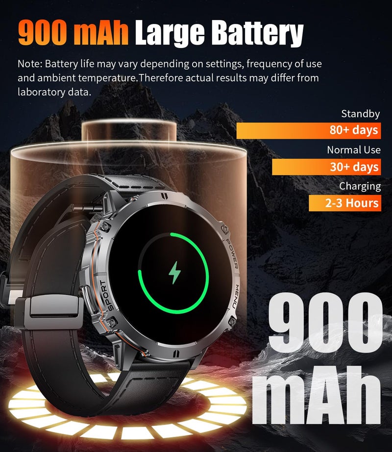 LIGE Smart Watches for Men with 900mAh(60+Standby),1.73" AMOLED Reloj Inteligente para Hombre with Bluetooth Call,110+ Sports Mode Fitness Tracker/Heart Rate Sleep Health Monitor/Android iOS Smart watch - Image 2