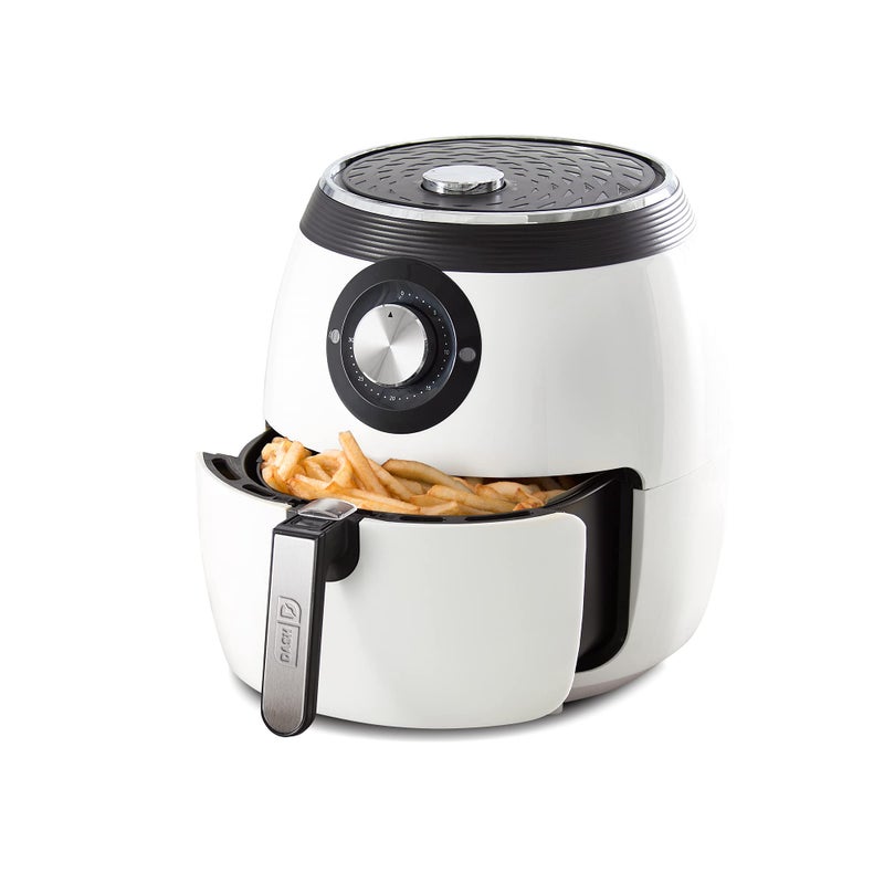 Dash Dash Deluxe Electric Air Fryer  Oven Cooker with Temperature Control Nonstick Fry Basket Recipe Guide  Auto Shut Off Feature 1700Watt 6 Quart  White