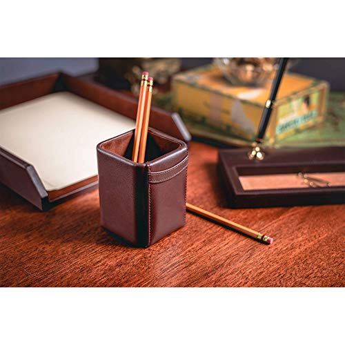 Dacasso Leather Pencil Cup - Luxury Cup Storage for Pens, Pencils, & Office Accessories - Elegant Pen Organizer & Executive Desk Decor - (Chocolate Brown) - Image 3