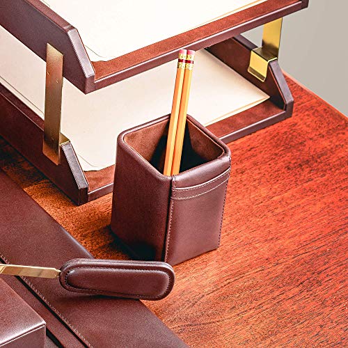 Dacasso Leather Pencil Cup - Luxury Cup Storage for Pens, Pencils, & Office Accessories - Elegant Pen Organizer & Executive Desk Decor - (Chocolate Brown) - Image 5
