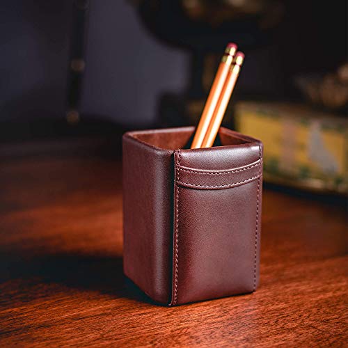 Dacasso Leather Pencil Cup - Luxury Cup Storage for Pens, Pencils, & Office Accessories - Elegant Pen Organizer & Executive Desk Decor - (Chocolate Brown) - Image 4