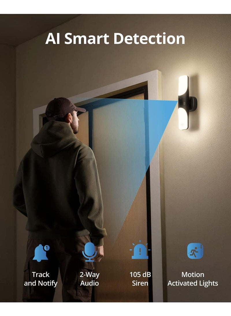 eufy - eufy Security Wired Wall Light Cam S100, Security Camera Outdoor, 2K Camera with 1200-Lumen Light, Color Night Vision, Motion Activated Light, AI Detection, IP65 Waterproof, Floodlight Camera - Image 1
