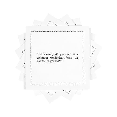 Five Star Napkins 40th Birthday Quotes White Cotton Cocktail Napkins Beverage Napkins Bar Napkins Cloth Napkins Party Napkins Events Holidays Weddings Birthdays Disposable 45 x 45 50x