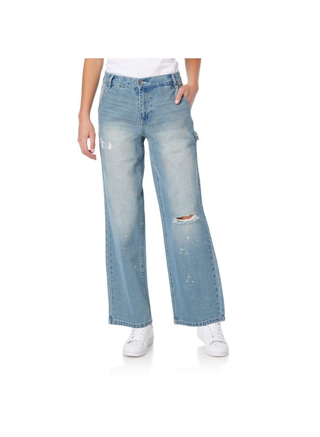 Wallflower Women's Juniors InstaClassic Carpenter Low Rise Relaxed Jeans, Halsey, 13 - Image 4