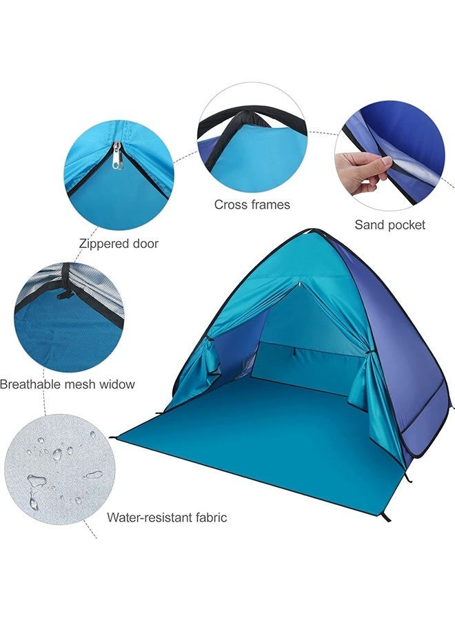 Beach Tent,Camping Sun Shelters,Instant Pop Up,Beach Shade Sun Shelter Tent Canopy Cabana with Carry Bag,for Camping, Hiking, Mountaineering - Image 2