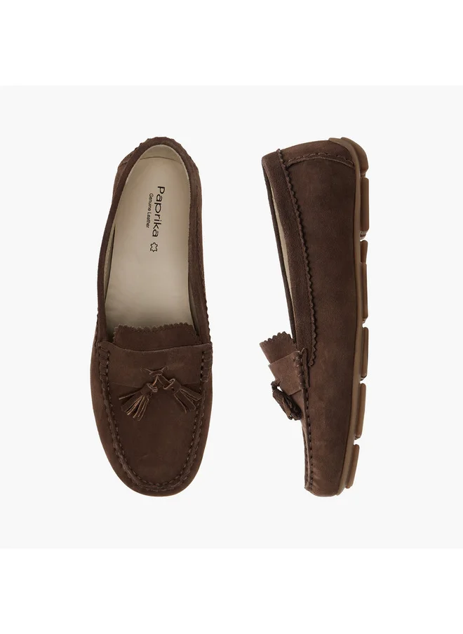 بابريكا Women's Tassel Detail Slip-On Loafers