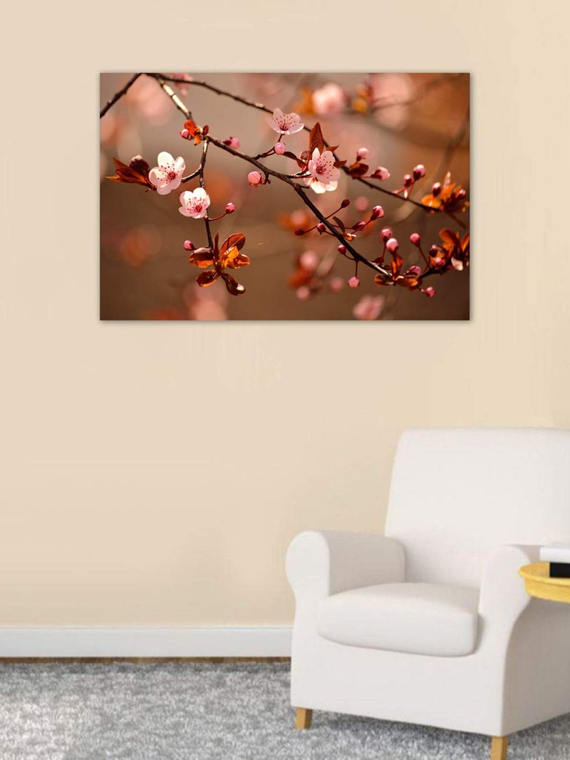999Store Wooden Stretched Framed paintings for living room wall bedroom Wall art dcor with frames Beautiful Flowering Japanese Cherry Sakura canvas painting flower paintings for living room Canvas 36X24 Inches Strectched Canvas FLPSZ24611062016017