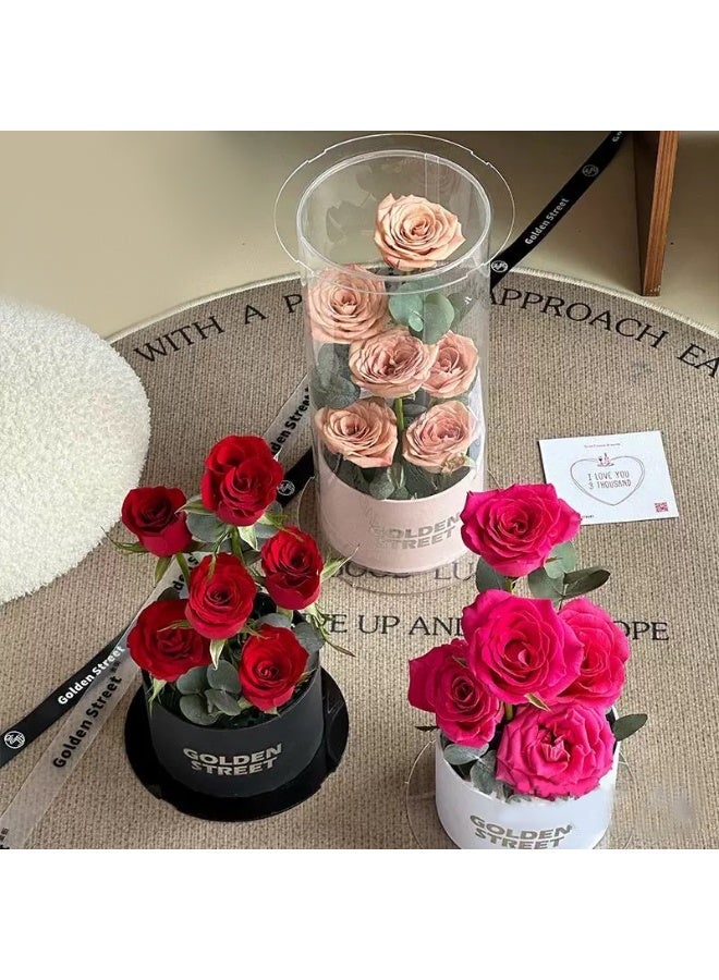 Christmas/Preserved Rose Flower Cylindrical flower barrel Handmade Preserved Rose Forever Never Withered Flowers ,Gift for Wedding ,Birthday, Mother's Day Gift, Best Gift for Her Rose - Image 1