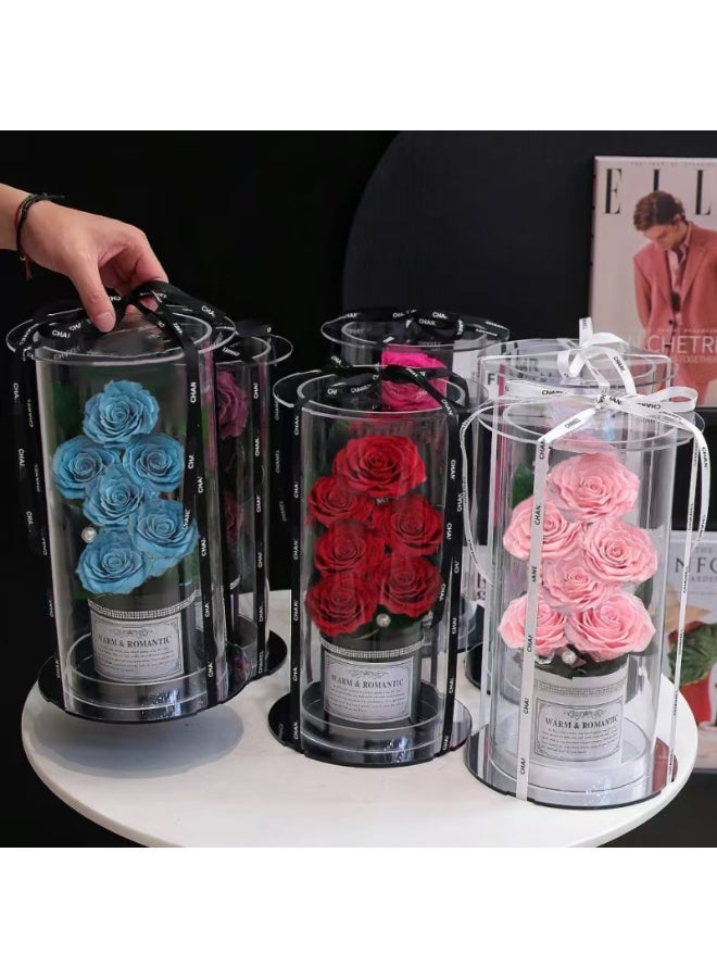 Christmas/Preserved Rose Flower Cylindrical flower barrel Handmade Preserved Rose Forever Never Withered Flowers ,Gift for Wedding ,Birthday, Mother's Day Gift, Best Gift for Her Rose - Image 4