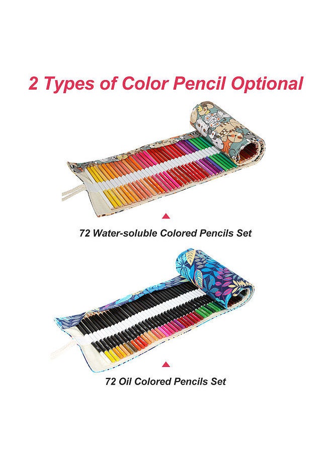 H&B 72-Count Water Soluble Colored Pencils Kit with Canvas Reel Professional Art Supplies Water-color Pencils with Sharpener for Students Kids Home Party Decoration DIY Projects Present Gift  - Image 2