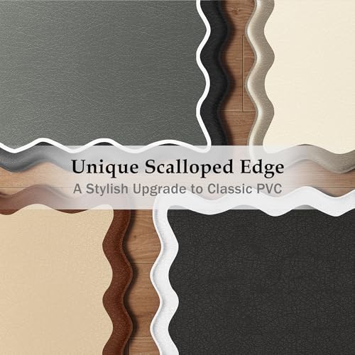 Arenarug Scalloped Black Gray Kitchen Mats Rugs Sets of 2 Cushioned Anti Fatigue Floor Mat Waterproof Kitchen Rugs Non Slip Foam Comfort Standing Mat for Sink Laundry - Image 2