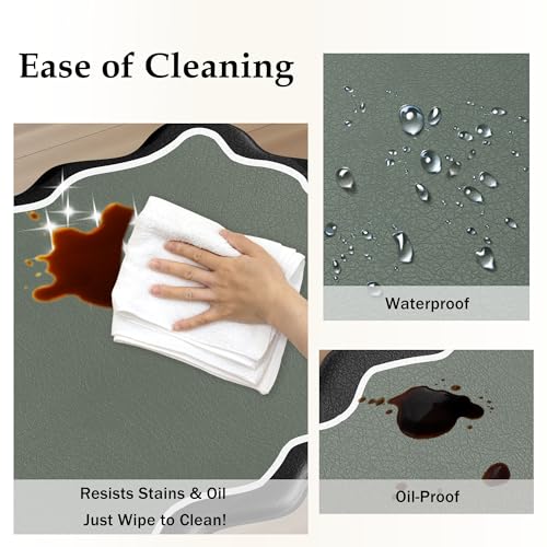 Arenarug Scalloped Black Gray Kitchen Mats Rugs Sets of 2 Cushioned Anti Fatigue Floor Mat Waterproof Kitchen Rugs Non Slip Foam Comfort Standing Mat for Sink Laundry - Image 5