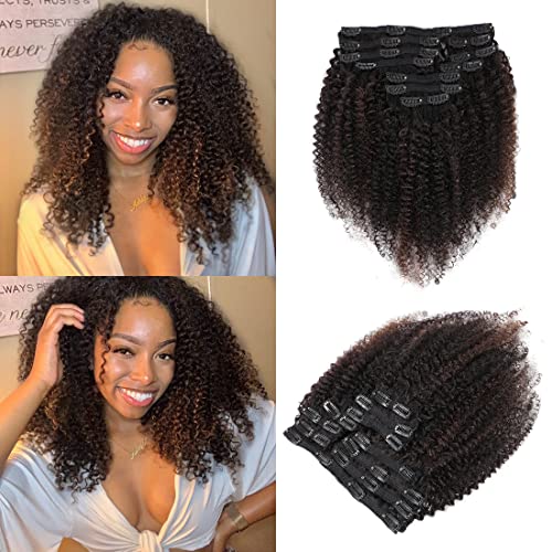 URbeauty Natural Hair Clip Ins for Black Women Curly Clip in Hair Extensions Real Human Hair 3c 4a Kinky Curly Clip Ins for Black Girls Curly Hair Extensions Seamless Invisible Triple Weft 10Pcs120gpack 1B4 - Image 1