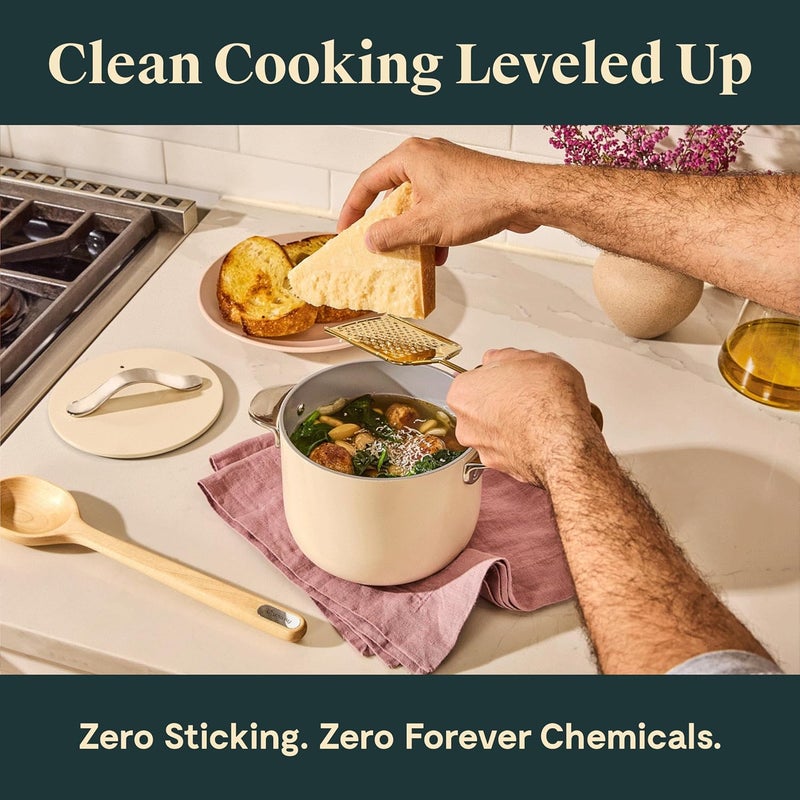 Caraway Petite Cooker - 2 Qt Ceramic Coated Pot - Free From Forever Chemicals - Perfect for Rice, Grains, or Sauces - Perracotta - Image 2