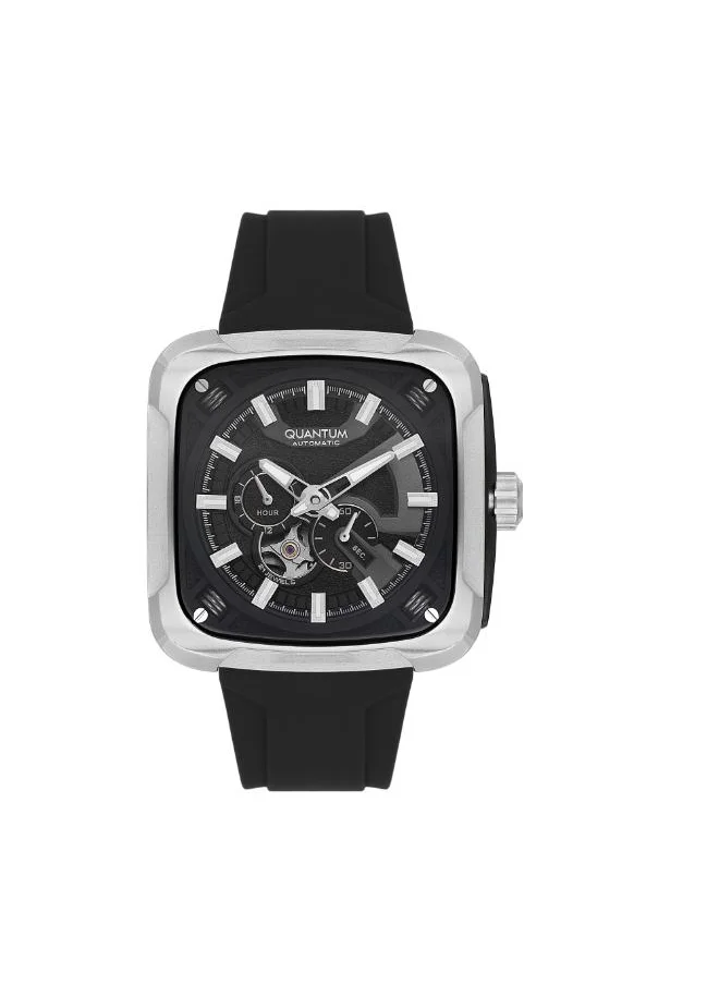 كوانتوم QUANTUM QMG1135.351 Men's Automatic Display Watch & Silicone Strap Black