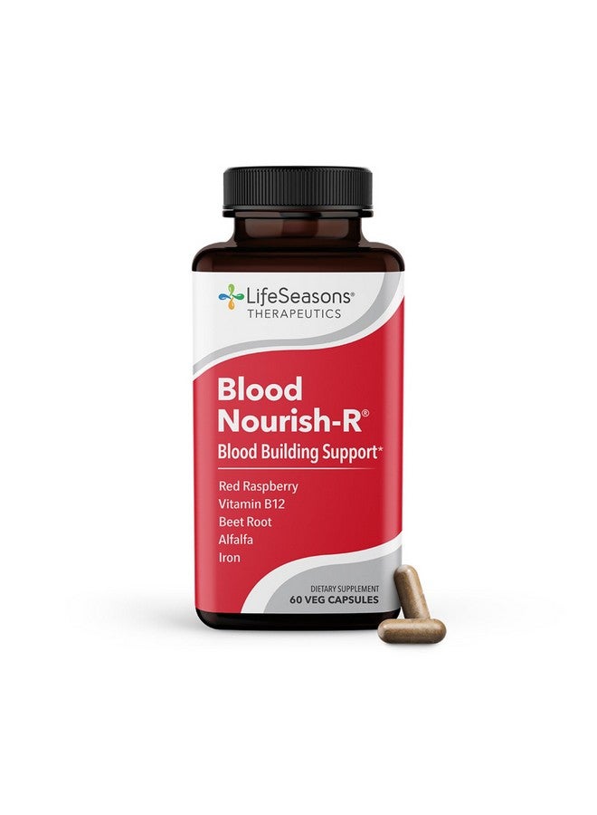 لايف سيزنز - Blood Nourish-R - مكمل غذائي لعلاج نقص الحديد - يدعم علاج فقر الدم والتعب والشحوب والدوار - لا يسبب الإمساك - بناء الدم - كبسولات الحديد والبرسيم والتوت وفيتامين ب12 - 60 كبسولة - Image 1
