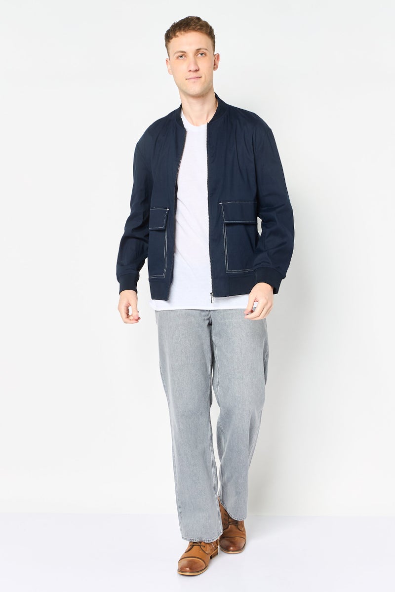 SELECTED Men Solid Long Sleeve Jacket Shirt, Navy - Image 2