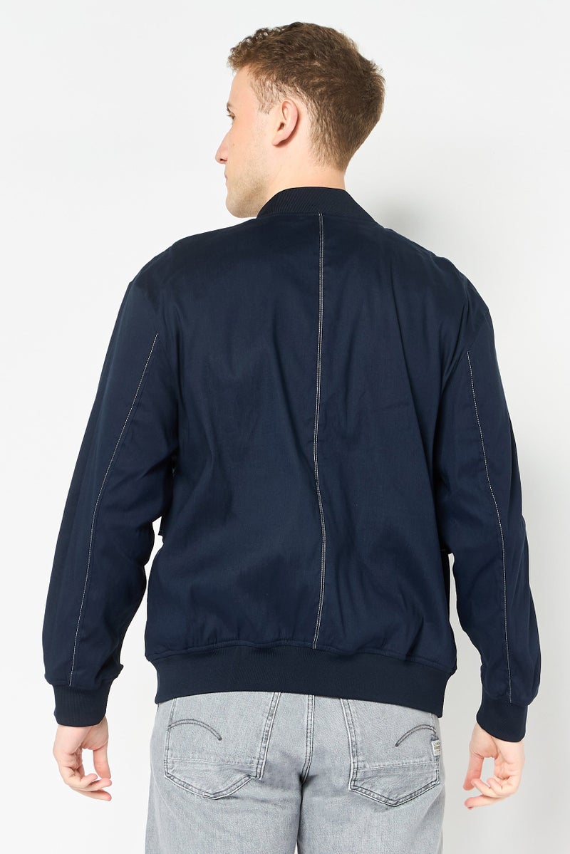 SELECTED Men Solid Long Sleeve Jacket Shirt, Navy - Image 3