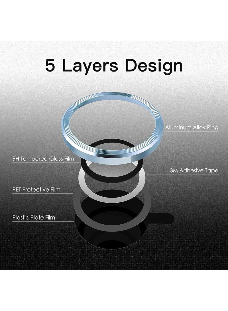 Captaintech Camera  Lens Protector for iPhone 15 6.1-Inch and iPhone 15 Plus 6.7-Inch 9H Tempered Glass Metal Individual Ring Cover HD Clear - Image 3