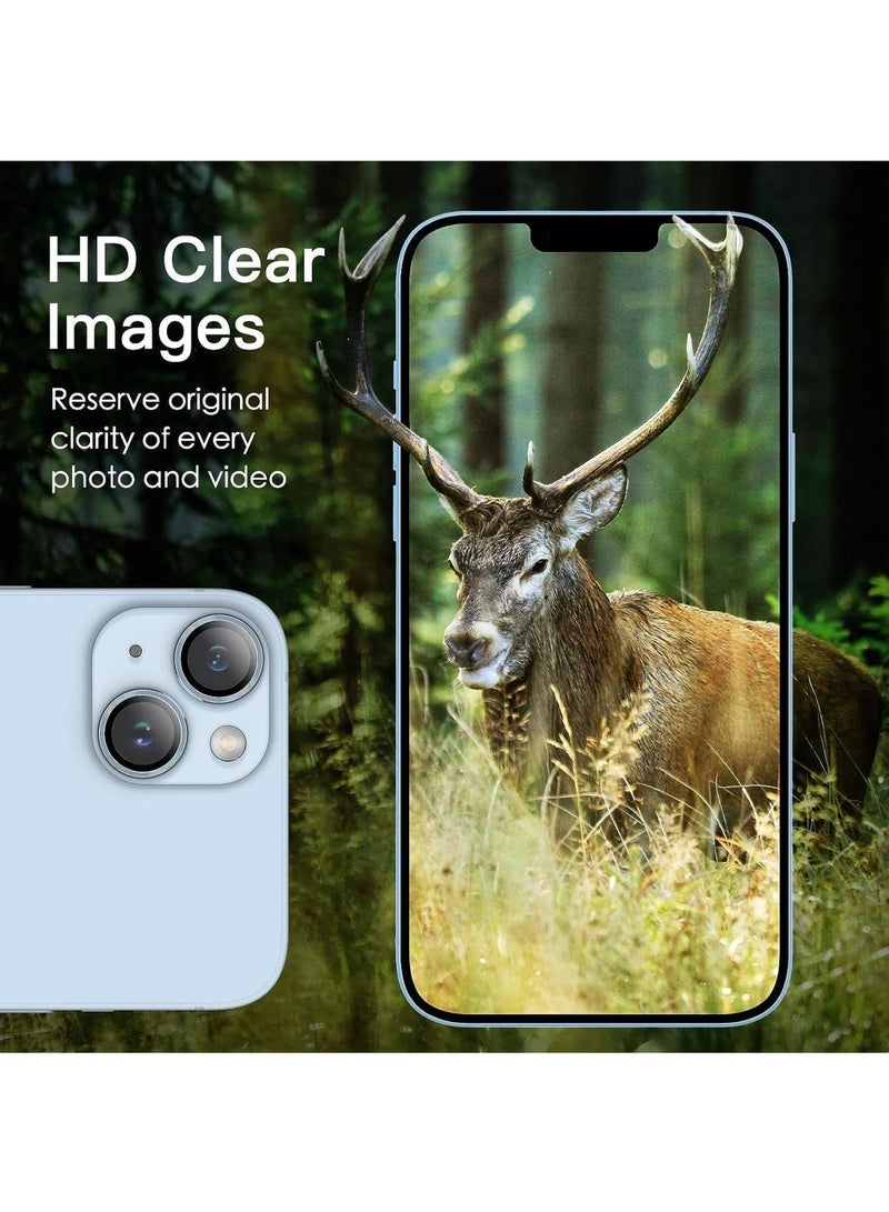 Captaintech Camera  Lens Protector for iPhone 15 6.1-Inch and iPhone 15 Plus 6.7-Inch 9H Tempered Glass Metal Individual Ring Cover HD Clear - Image 4