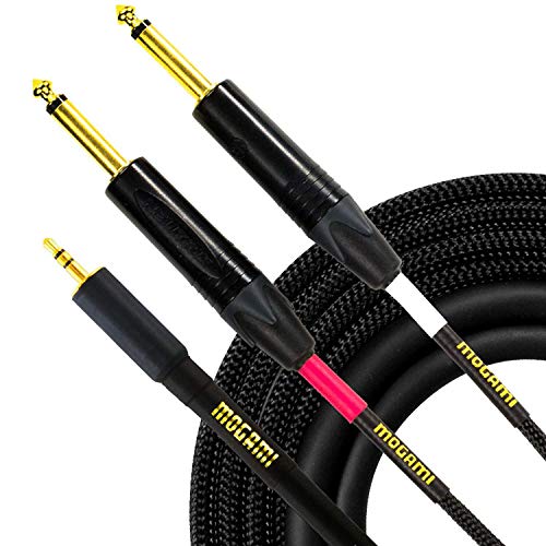 Mogami GOLD 3.5-2TS-06 Stereo Audio Adapter Cable, 3.5mm TRS to Dual 1/4" TS Male Plug Connectors, Gold Contact, Straight to Straight, 6 Foot Length - Image 2