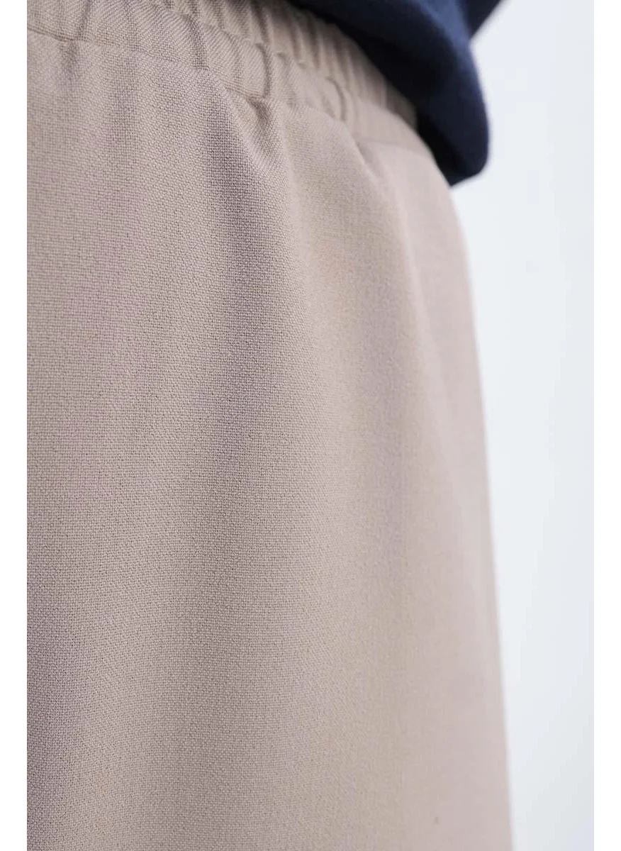 Allday Beige-Elastic Waist Corded Trousers