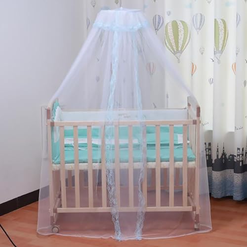 Vawolecy Universal Crib Floor Mosquito Net with Lace, Breathable Crib Netting Bed Curtains Canopy for Baby Kids, Toddler Bed Crib Dome Canopy Netting Without Stand - Image 1
