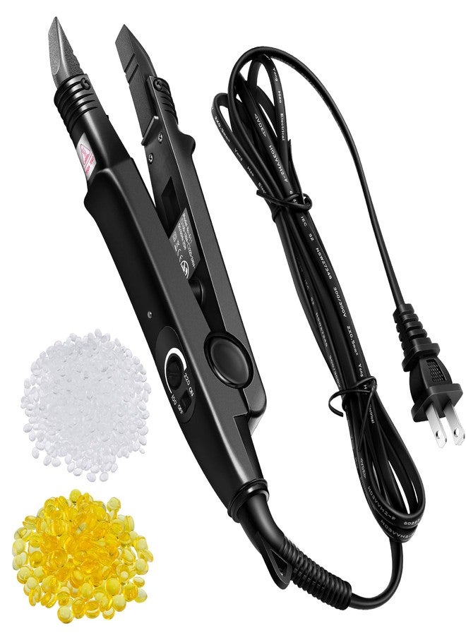Lothee Hair Extension Tool with Keratin Glue Granule Beads, US Plug, Professional Hair Extensions Tools Heat Iron Connector Wand for U Tip Hair Extensions, B Head (Black) - Image 1