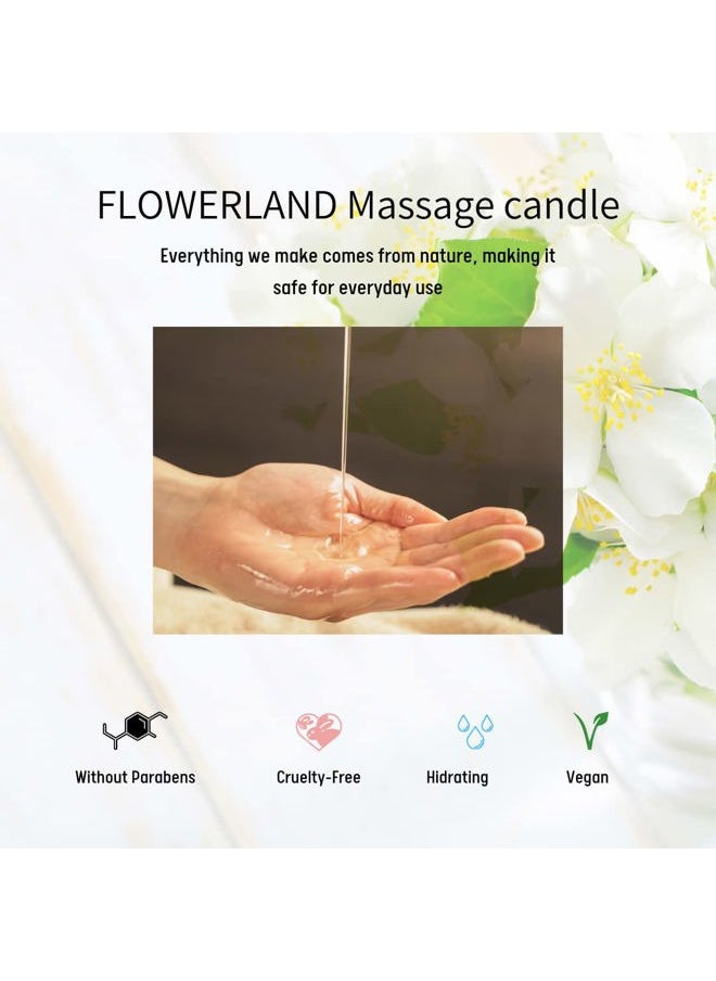 Flowerland FLOWERLAND Jasmine Massage Candle - Moisturizing Massage Oil Candle for Couples and Home Spa - Luxurious & Hydrating Skin Care Body Massage Oils - Natural, Vegan - (200ml)  - Image 2