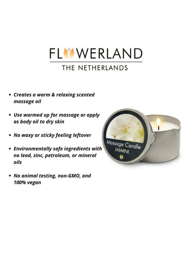 Flowerland FLOWERLAND Jasmine Massage Candle - Moisturizing Massage Oil Candle for Couples and Home Spa - Luxurious & Hydrating Skin Care Body Massage Oils - Natural, Vegan - (200ml)  - Image 4