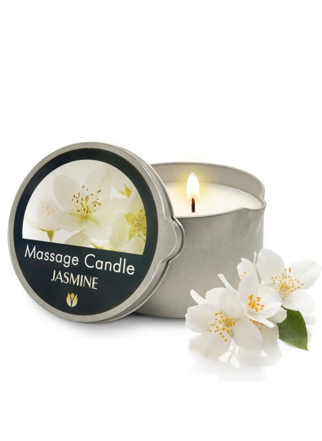 Flowerland FLOWERLAND Jasmine Massage Candle - Moisturizing Massage Oil Candle for Couples and Home Spa - Luxurious & Hydrating Skin Care Body Massage Oils - Natural, Vegan - (200ml)  - Image 1