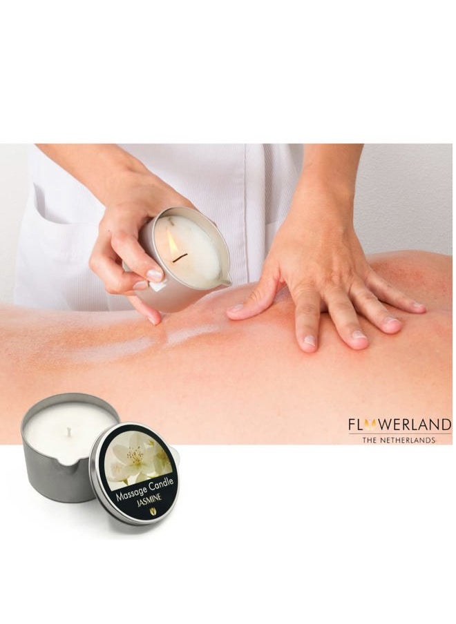 Flowerland FLOWERLAND Jasmine Massage Candle - Moisturizing Massage Oil Candle for Couples and Home Spa - Luxurious & Hydrating Skin Care Body Massage Oils - Natural, Vegan - (200ml)  - Image 5