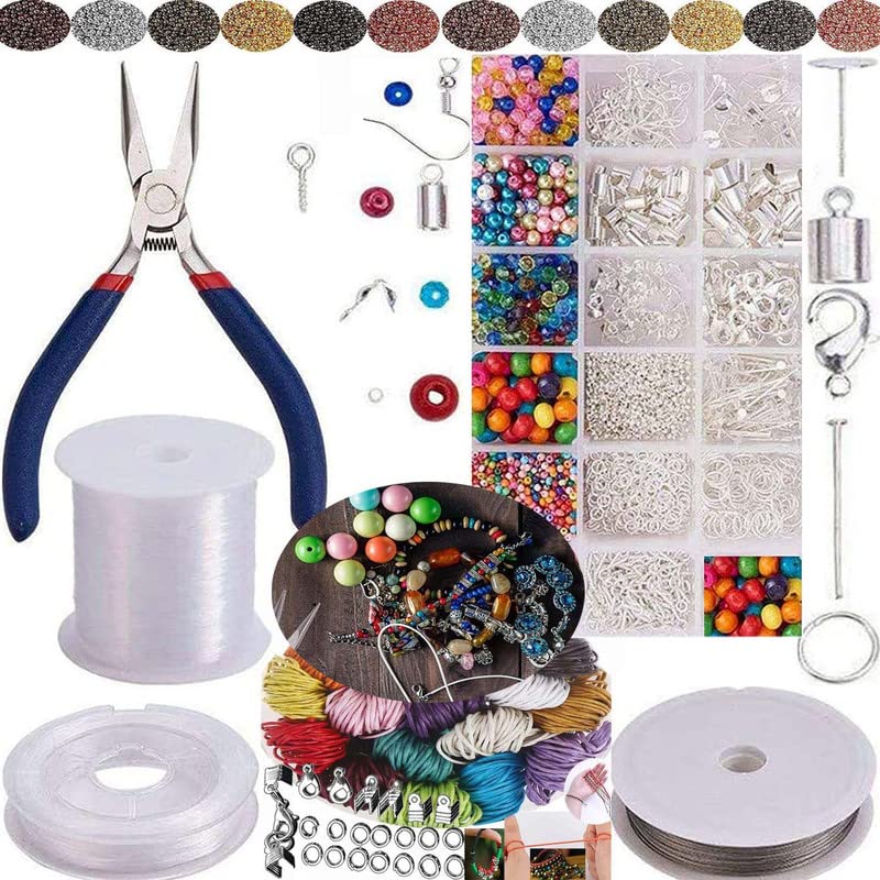 DIY Crafts DIY Crafts 200x Approxe, Gold Kit, Jewelry Making Starter Kit -Assorted Beads, Craft Wire, Hoops for Pendants, Plier Set, Cutting T(200x Approxe, Gold Kit)  - Image 1